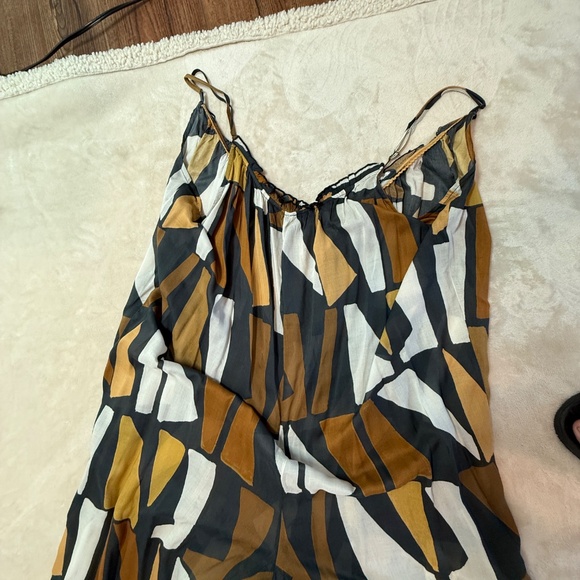 Anthropologie Wide-Leg Jumpsuit Brown White Black Motif Size M  NWT - Picture 6 of 11